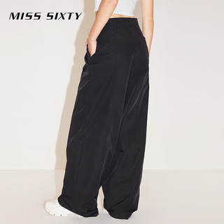 MISS SIXTY 2024春季裤子女黑色简约高级感气质通勤阔腿裤 黑色 XS