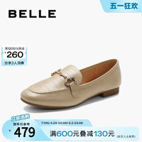 BeLLE 百丽 女鞋子复古乐福鞋2024春夏新款一脚蹬豆豆鞋平底单鞋A7H1DAA4