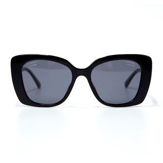 香奈儿（Chanel）太阳镜女士大框墨镜明星同款字母镶钻板材眼镜 CH5422B 黑色镜框黑色镜腿+偏光片欧版