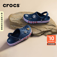 crocs 卡骆驰 男鞋女鞋洞洞鞋贝雅卡骆班透气情侣鞋拖鞋沙滩鞋凉鞋凉拖女 深蓝-辣椒红 38-39(240mm)