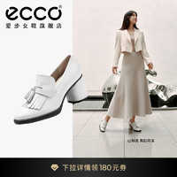 ecco 爱步 高跟鞋女鞋 新款法式真皮粗跟单鞋乐福鞋 雕塑奢华222663