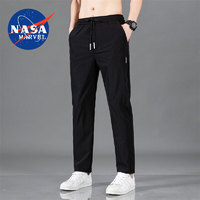 NASA MARVEL 休闲裤男士2024夏季薄款运动空调裤透气速干直筒休闲长裤 黑色 M