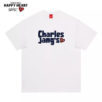 CHARLES JANG'S HAPPY HEART 查尔斯桃心 2024年夏季字母印花圆领纯棉情侣宽松无性别短袖t恤男