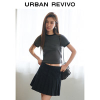 URBAN REVIVO 夏季女印花撞色插肩袖T恤 UWV440103  中灰 XL