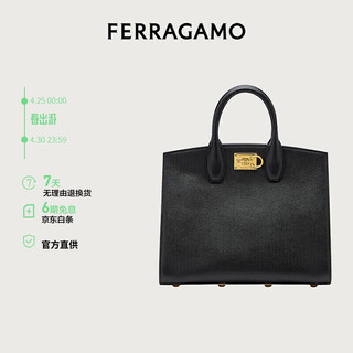 菲拉格慕 Ferragamo) 女黑色牛皮革手提包 0740941 礼物 送女友