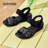 斯凯奇（Skechers）唯品灯塔凉鞋女夏季户外透气女子休闲时尚凉拖鞋163423 全黑色/BBK 35