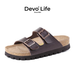Devo 的沃 软木鞋一字拖夏季厚底森女增高凉拖套脚日系女拖鞋3618