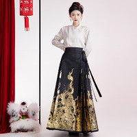 星河汉歌 龙龘龘）2024新款新中式马面裙织金半身裙 黑色（单裙） S