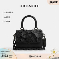 COACH 蔻驰 女士茶玫瑰图案ROGUE顶部手柄手袋 黑色