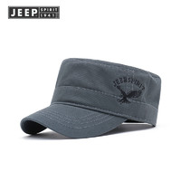 Jeep 吉普 美国吉普平顶帽男士秋冬休闲纯棉可调节遮阳鸭舌帽子 灰色 可调节56-61厘米