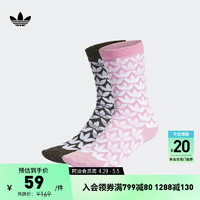 adidas 阿迪达斯 官方三叶草女子新款运动袜子HL9420 祈福粉/黑色 S
