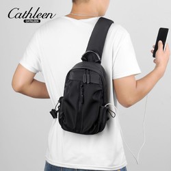 Cathleen 凯思琳 男士胸包大容量休闲斜挎包数码手机收纳包通勤百搭超潮包