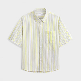 GXG男装 黄色条纹翻领短袖衬衫24年夏季G24X232019 黄色 165/S
