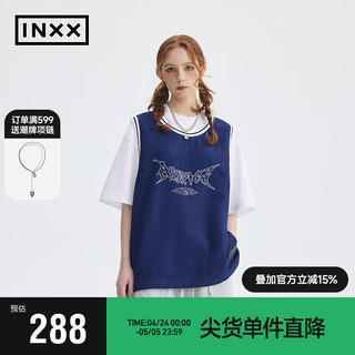 英克斯（inxx）APYD 时尚潮牌夏运动风短袖T恤男女同款APE2010638 蓝色 XL