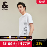 杰克·琼斯（JACK&JONES）夏季常规休闲百搭衣身字母印花圆领短袖T恤224101153 A06 本白色 常规 A06 本白色 165/88A/XS