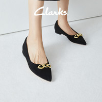 Clarks 其乐 女鞋单鞋春夏季尖头平底鞋复古金属环扣浅口通勤船鞋