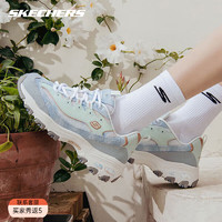 SKECHERS 斯凯奇 女鞋夏季复古撞色熊猫鞋厚底透气休闲老爹鞋扎染牛仔运动鞋 浅蓝色/多彩色LBMT 39