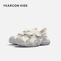 YEARCON 意尔康 童鞋2024年夏季儿童运动鞋透气女童丑萌鞋防滑男童鞋 米/灰 27码