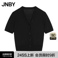 JNBY/江南布衣24夏超细针织衫修身开襟丝棉5O4310810 001/本黑 L
