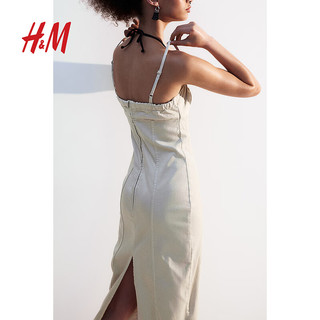 H&M女装连衣裙2024夏季女士时尚休闲牛仔紧身连衣裙1210731 浅米色 155/76 XXS