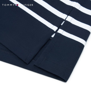 TOMMY HILFIGER 24春夏女装通勤条纹系带五粒扣POLO裙连衣裙76J5316 藏青色FAP S