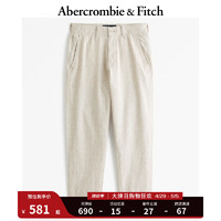 ABERCROMBIE & FITCH男装 24春夏直筒亚麻混纺休闲长裤 KI130-4028 米色织纹 36/32