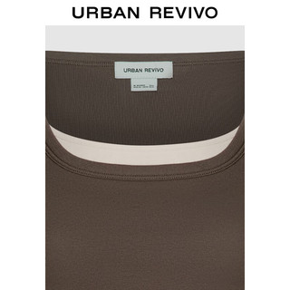 URBAN REVIVO 女士潮流休闲假两件显瘦T恤衫 UWV440147 咖啡色 M