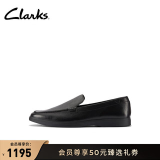 Clarks 其乐 托尔系列男鞋24一脚蹬英伦懒人鞋休闲乐福皮鞋 黑色 261766707 40