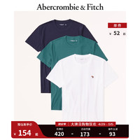 限尺码：Abercrombie & Fitch 男装套装 3件装美式休闲通勤经典简约运动圆领短袖T恤 326007-1 绿色 、藏青和白色 M (180/100A)