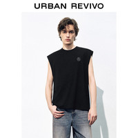 UR2024夏季男装休闲创意图案撞色印花棉质宽松背心UML440047 正黑 XS