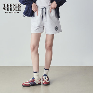 Teenie Weenie小熊2024年夏季抽绳运动短裤卫裤时尚学院风宽松 浅灰色 155/XS