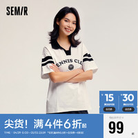 Semir 森马 POLO衫女中长款字母印花时尚2024夏季宽松衣服学院风109324115005