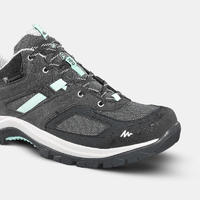 DECATHLON 迪卡侬 户外MH100登山鞋女式防水运动鞋透气徒步鞋子黑绿色37-4194549