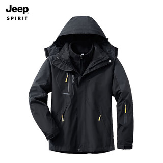 Jeep 吉普 冲锋夹克男女情侣款外套三合一两件套防风保暖登山服LSM1203