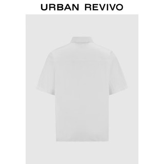 URBAN REVIVO 男士环球-魔发精灵 印花开襟衬衫 UMV240037 本白 S