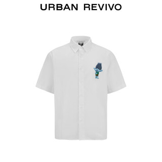 URBAN REVIVO 男士环球-魔发精灵 印花开襟衬衫 UMV240037 本白 S