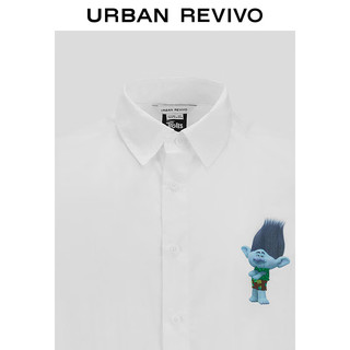 URBAN REVIVO 男士环球-魔发精灵 印花开襟衬衫 UMV240037 本白 S