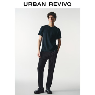 URBAN REVIVO 男士纯色休闲圆领短袖T恤 UMU440033 墨蓝 XL