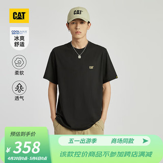 CAT卡特24夏季男户外CoolMax科技绣花Logo短袖T恤 黑色 L