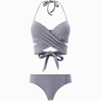 BALNEAIRE 范德安 BE范德安时尚系列2024新品女士比基尼泳衣千鸟格绑带三角时尚性感