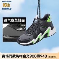 SKECHERS 斯凯奇 篮球鞋男童运动鞋冬全革面大童鞋406054L 黑色/柠檬色/BKLM 39码