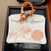 HERMÈS 爱马仕 HERMES）Birkin25银扣in and out Swift皮铂金包 白色 25*20*13cm