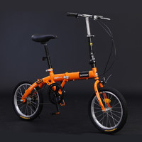 MIDLETN 16寸折叠自行车迷你超轻便携成人儿童学生男女款小轮自行车 16寸低配抱刹橘色