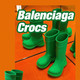 巴黎世家 Crocs 橡胶雨靴鞋高帮鞋EVA材料 奢侈品 绿色 35