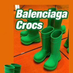 BALENCIAGA 巴黎世家 Crocs 橡胶雨靴鞋高帮鞋EVA材料 奢侈品 绿色 35