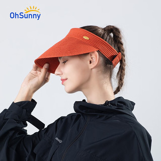 防晒帽户外防紫外线遮阳帽透气护脸帽子 橘色-草帽