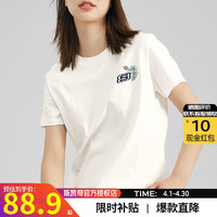 SKECHERS 斯凯奇 女装2024夏季新款圆领透气半袖跑步运动上衣休闲时尚短袖女T恤衫 棉花糖白/全棉透气 L