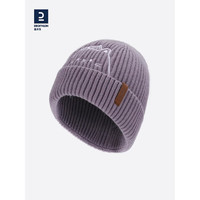 DECATHLON 迪卡侬 儿童保暖可爱毛线帽户外高弹柔软滑雪帽小猫紫色款均码-5114118