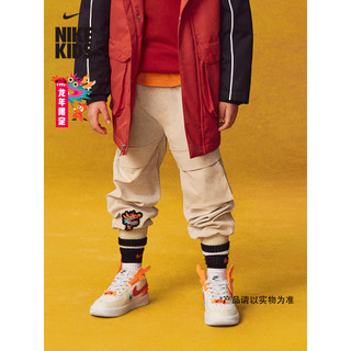 耐克（NIKE）男童幼童梭织工装长裤春季机能风锥形运动 010黑 XS