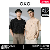 GXG 男装 235g重磅满印花卉纯棉宽松休闲短袖T恤男士 24年夏季新品